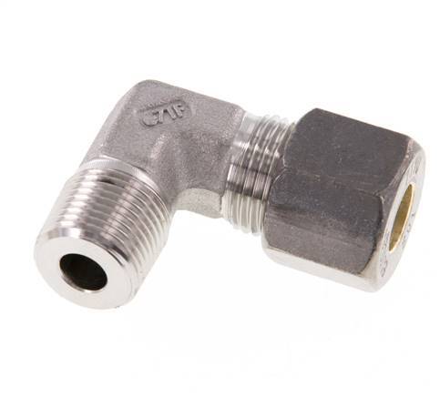 R 3/8'' Macho x 10S Racor de compresión de 90 grados de acero inoxidable 630 Bar DIN 2353