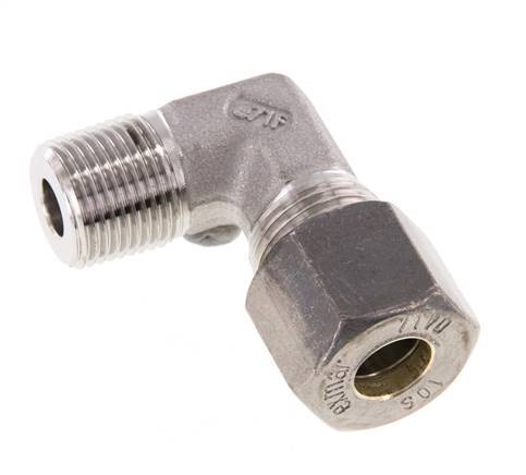 R 3/8'' Macho x 10S Racor de compresión de 90 grados de acero inoxidable 630 Bar DIN 2353