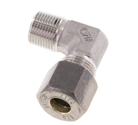 R 3/8'' Macho x 10S Racor de compresión de 90 grados de acero inoxidable 630 Bar DIN 2353