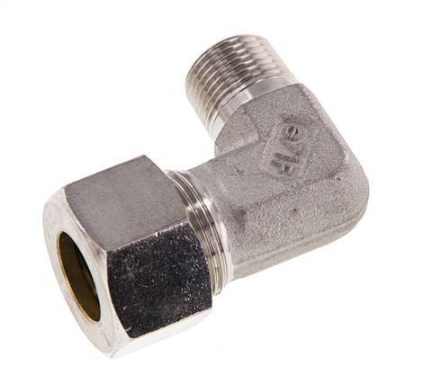 R 3/8'' Macho x 15L Acero inoxidable Codo de compresión de 90 grados 315 Bar DIN 2353