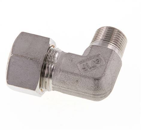 R 3/8'' Macho x 15L Acero inoxidable Codo de compresión de 90 grados 315 Bar DIN 2353