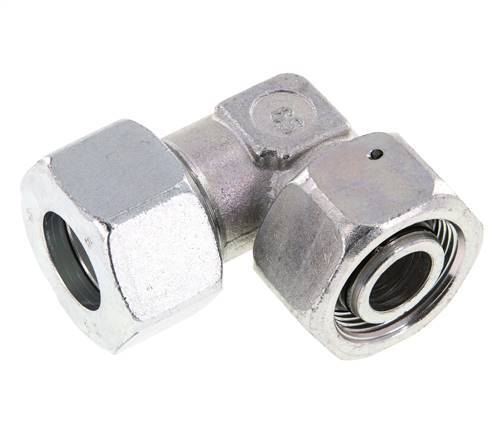 M36x2 x 25S Acero zincado Codo ajustable de 90 grados con cono de cierre y junta tórica 400 Bar DIN 2353