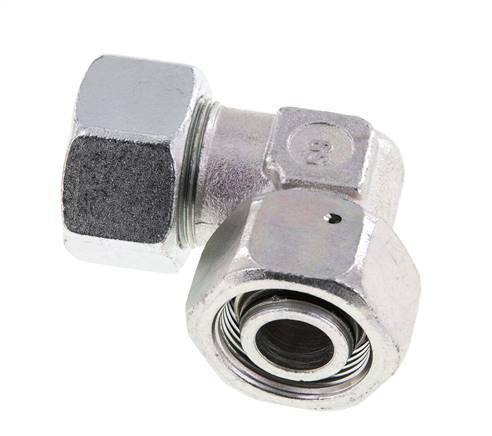 M36x2 x 25S Acero zincado Codo ajustable de 90 grados con cono de cierre y junta tórica 400 Bar DIN 2353