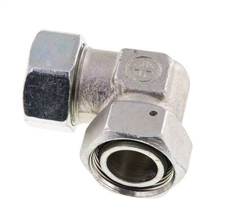 M36x2 x 28L Acero zincado Codo ajustable de 90 grados con cono de cierre y junta tórica 160 Bar DIN 2353