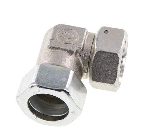 M36x2 x 28L Acero zincado Codo ajustable de 90 grados con cono de cierre y junta tórica 160 Bar DIN 2353