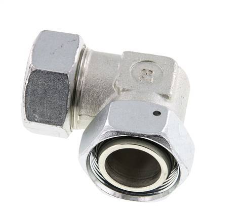 M45x2 x 35L Acero zincado Codo ajustable de 90 grados con cono de cierre y junta tórica 160 Bar DIN 2353