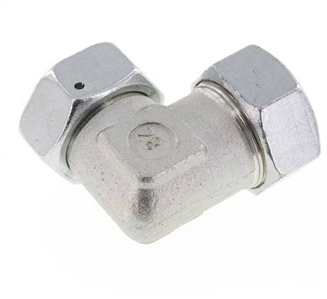 M45x2 x 35L Acero zincado Codo ajustable de 90 grados con cono de cierre y junta tórica 160 Bar DIN 2353