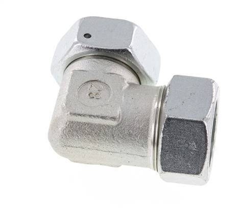 M45x2 x 35L Acero zincado Codo ajustable de 90 grados con cono de cierre y junta tórica 160 Bar DIN 2353
