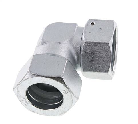 M52x2 x 38S Acero zincado Codo ajustable de 90 grados con cono de cierre y junta tórica 315 Bar DIN 2353