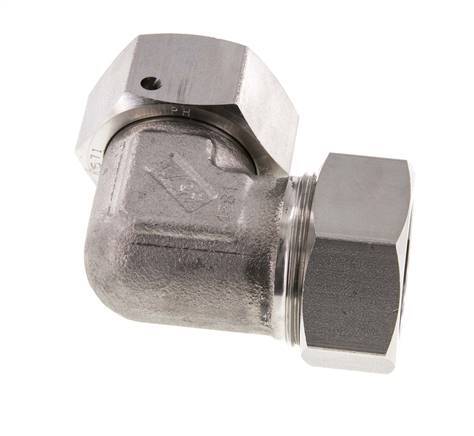 M45x2 x 35L Acero inoxidable Codo ajustable de 90 grados con cono de cierre y junta tórica 160 Bar DIN 2353