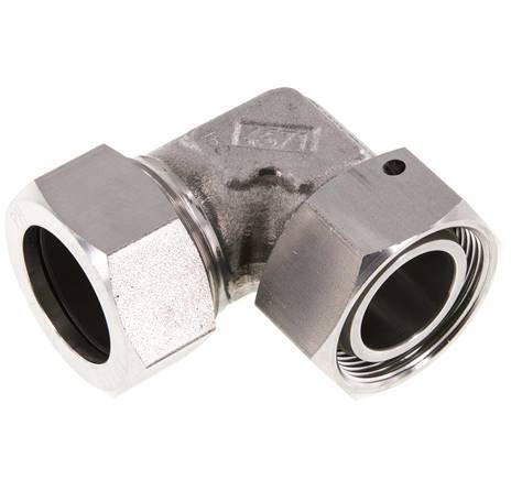 M45x2 x 35L Acero inoxidable Codo ajustable de 90 grados con cono de cierre y junta tórica 160 Bar DIN 2353