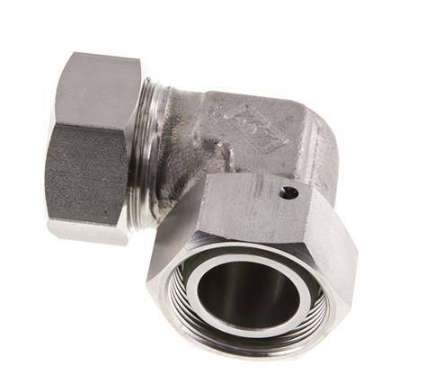 M45x2 x 35L Acero inoxidable Codo ajustable de 90 grados con cono de cierre y junta tórica 160 Bar DIN 2353