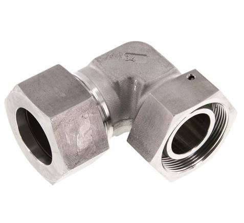 M52x2 x 38S Acero inoxidable Codo ajustable de 90 grados con cono de cierre y junta tórica 315 Bar DIN 2353