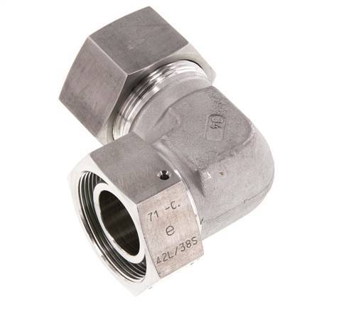 M52x2 x 38S Acero inoxidable Codo ajustable de 90 grados con cono de cierre y junta tórica 315 Bar DIN 2353
