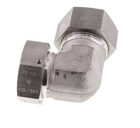 M52x2 x 38S Acero inoxidable Codo ajustable de 90 grados con cono de cierre y junta tórica 315 Bar DIN 2353