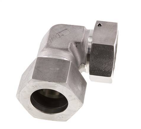 M52x2 x 38S Acero inoxidable Codo ajustable de 90 grados con cono de cierre y junta tórica 315 Bar DIN 2353