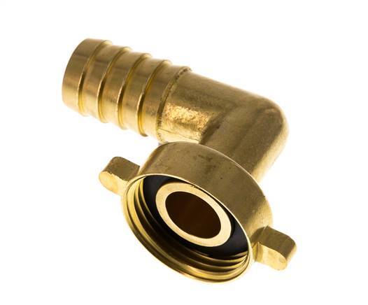 G 1'' x 19mm Codo de latón de 90 grados con junta NBR y tuerca de mariposa 16 Bar