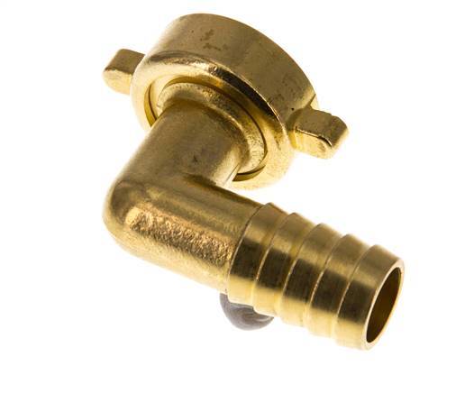 G 1'' x 19mm Codo de latón de 90 grados con junta NBR y tuerca de mariposa 16 Bar