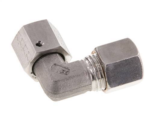 M16x1,5 x 8S Acero inoxidable Codo de compresión ajustable de 90 grados con cono de sellado y junta tórica 630 Bar DIN 2353