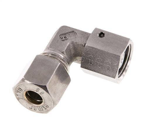 M16x1,5 x 8S Acero inoxidable Codo de compresión ajustable de 90 grados con cono de sellado y junta tórica 630 Bar DIN 2353
