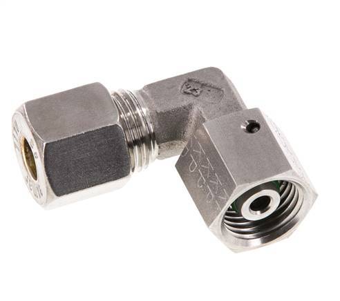 M16x1,5 x 8S Acero inoxidable Codo de compresión ajustable de 90 grados con cono de sellado y junta tórica 630 Bar DIN 2353