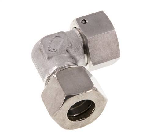 M30x2 x 20S Acero inoxidable Codo de compresión ajustable de 90 grados con cono de sellado y junta tórica 400 Bar DIN 2353