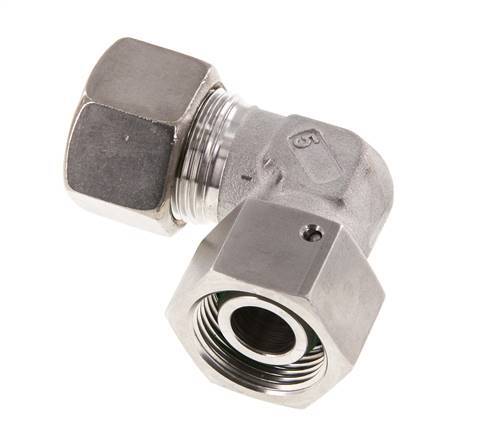 M30x2 x 20S Acero inoxidable Codo de compresión ajustable de 90 grados con cono de sellado y junta tórica 400 Bar DIN 2353