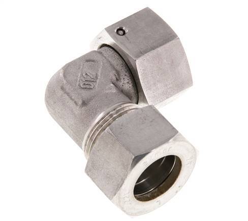 M30x2 x 22L Acero inoxidable Codo de compresión ajustable de 90 grados con cono de sellado y junta tórica 160 Bar DIN 2353
