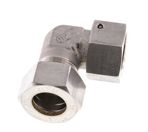 M30x2 x 22L Acero inoxidable Codo de compresión ajustable de 90 grados con cono de sellado y junta tórica 160 Bar DIN 2353