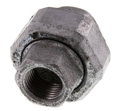 Rp 1/2'' Hierro fundido zincado Espiga doble 3 piezas con cierre cónico 25 Bar