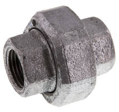 Rp 1/2'' Hierro fundido zincado Espiga doble 3 piezas con cierre cónico 25 Bar
