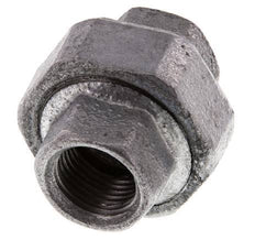 Rp 1/2'' Hierro fundido zincado Espiga doble 3 piezas con cierre cónico 25 Bar