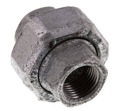 Rp 1/2'' Hierro fundido zincado Espiga doble 3 piezas con cierre cónico 25 Bar