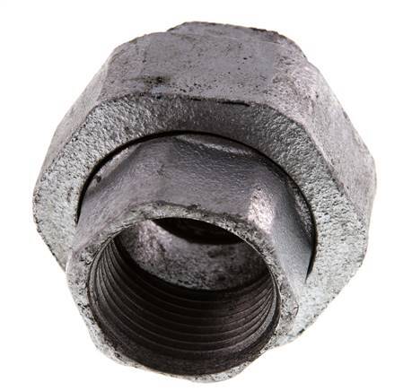Rp 1'' Hierro fundido zincado Espiga doble de 3 piezas con cierre cónico 25 Bar