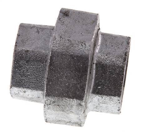 Rp 1'' Hierro fundido zincado Espiga doble de 3 piezas con cierre cónico 25 Bar