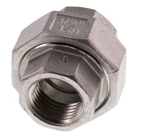 1/2'' NPT Acero inoxidable Doble Pezón de 3 piezas con sellado cónico 16 Bar