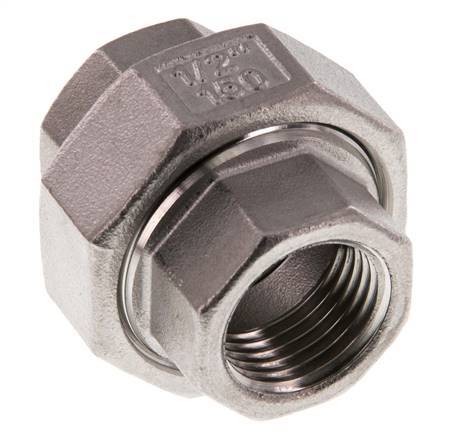 Rp 1/2'' acero inoxidable espiga doble 3 piezas con cierre cónico 16 Bar