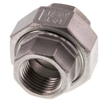 Rp 1/2'' acero inoxidable espiga doble 3 piezas con cierre cónico 16 Bar