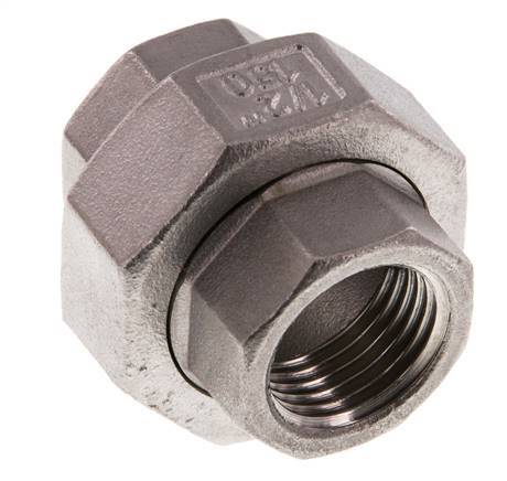 Rp 1/2'' acero inoxidable espiga doble 3 piezas con cierre cónico 16 Bar