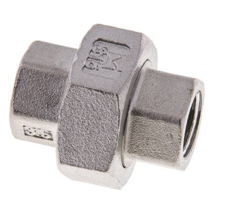 1/4'' NPT acero inoxidable espiga doble 3 piezas con cierre cónico 16 Bar