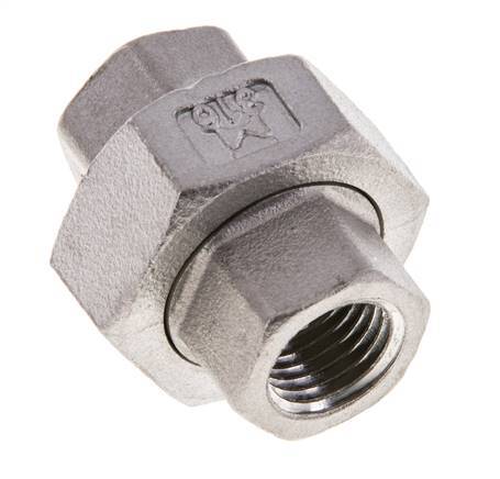 1/4'' NPT acero inoxidable espiga doble 3 piezas con cierre cónico 16 Bar