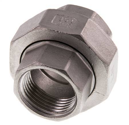3/4'' NPT acero inoxidable espiga doble 3 piezas con cierre cónico 16 Bar