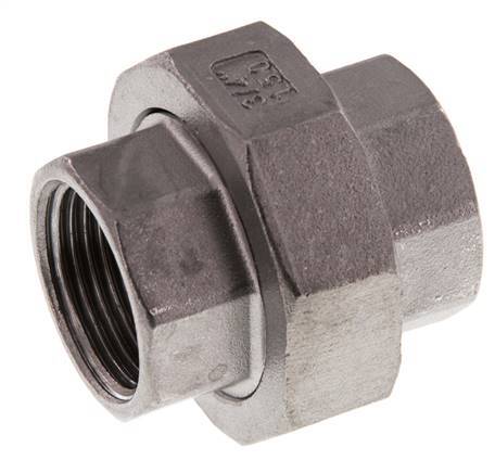 Rp 3/4'' Acero inoxidable Espiga doble 3 piezas con cierre cónico 16 Bar