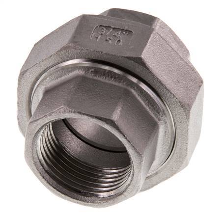 Rp 3/4'' Acero inoxidable Espiga doble 3 piezas con cierre cónico 16 Bar