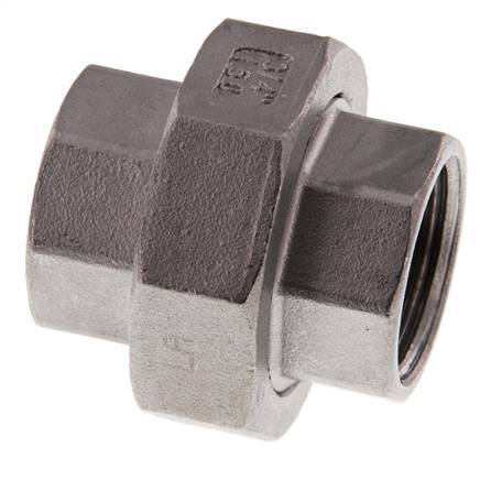 Rp 3/4'' Acero inoxidable Espiga doble 3 piezas con cierre cónico 16 Bar