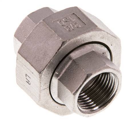 Rp 3/8'' Acero inoxidable Espiga doble 3 piezas con cierre cónico 16 Bar