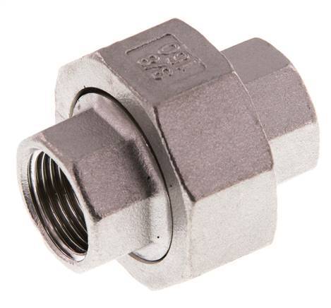 Rp 3/8'' Acero inoxidable Espiga doble 3 piezas con cierre cónico 16 Bar