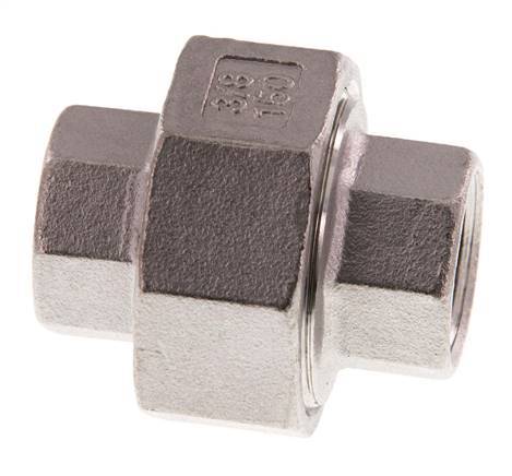 Rp 3/8'' Acero inoxidable Espiga doble 3 piezas con cierre cónico 16 Bar