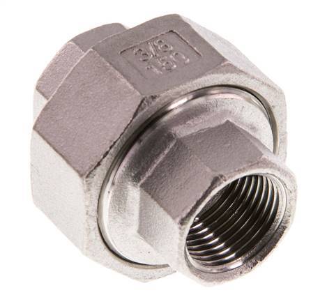 Rp 3/8'' Acero inoxidable Espiga doble 3 piezas con cierre cónico 16 Bar