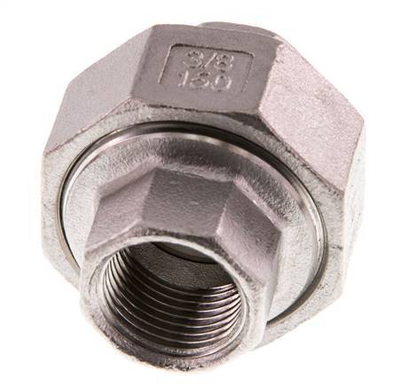 Rp 3/8'' Acero inoxidable Espiga doble 3 piezas con cierre cónico 16 Bar